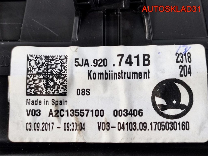 Панель приборов Skoda Rapid CXM 5JA920741B Дизель