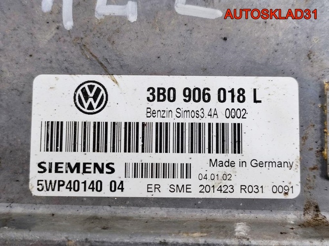 Блок ЭБУ Audi A4 B6 1.6 ALZ 3B0906018L Бензин